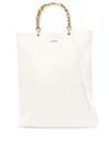 Jil Sander White Tote Bag With Bamboo Handles In Leather Woman In White