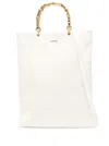 Jil Sander White Tote Bag With Bamboo Handles In Leather Woman In White