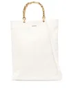 Jil Sander White Tote Bag With Bamboo Handles In Leather Woman In Multicolor
