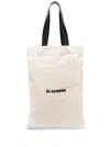 JIL SANDER WHITE TOTE BAG WITH LOGO PRINT IN CANVAS WOMAN