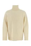 Jil Sander Wool Sweater With Turtleneck And Ribbed Texture In White