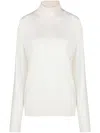 Jil Sander Roll Neck Wool Jumper In White
