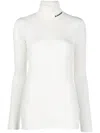 Jil Sander Logo Wool Blend Jersey Turtleneck Top In White
