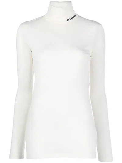 JIL SANDER JIL SANDER WHITE TURTLENECK SWEATER