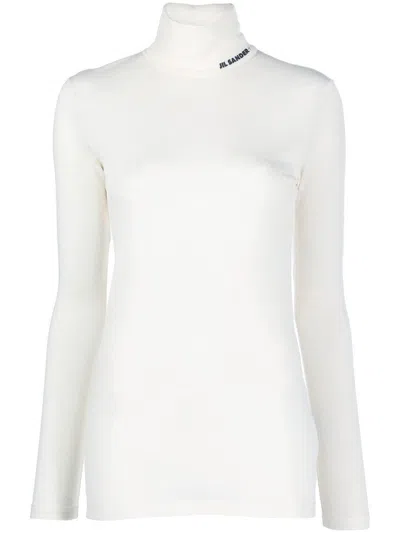 Jil Sander White Turtleneck Sweater