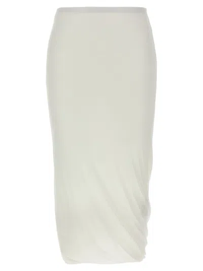 JIL SANDER WHITE TWISTED MIDI SKIRT