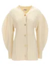 Jil Sander Long Ribbed Wool Cardigan In White