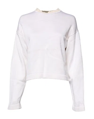 Pre-owned Jil Sander White Viscose Crew Neck Long Sleeves Pullover Women's Sweater ()