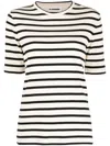 Jil Sander Black And White Knitted Striped T-shirt In Cotton Woman In White