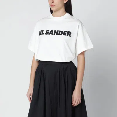 Jil Sander Cotton T-shirt With Bold Logo And Classic Cut In White