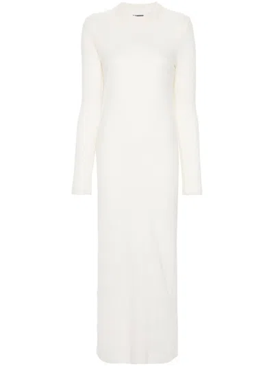 JIL SANDER WHITE WOOL DRESS - WOMEN'S - COTTON/WOOL