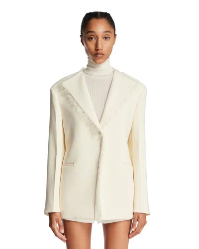 Jil Sander White Wool Gabardine Peacoat