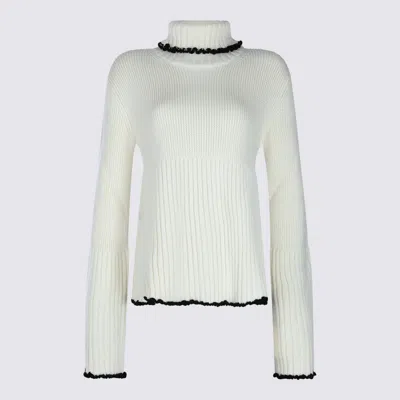 JIL SANDER WHITE WOOL KNITWEAR