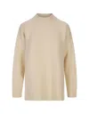 JIL SANDER WHITE WOOL OVERSIZE SWEATER