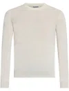 Jil Sander White Wool Sweater With Classic Crew Neckline In White