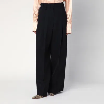 JIL SANDER JIL SANDER WIDE BLACK PANTS IN SILK BLEND