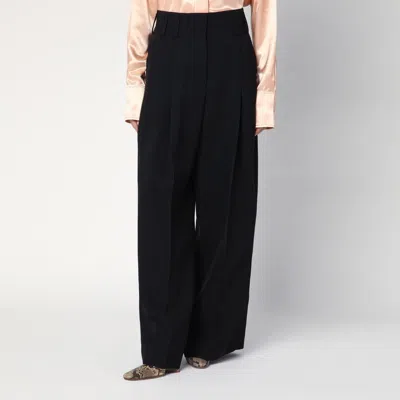 JIL SANDER WIDE BLACK PANTS IN SILK BLEND
