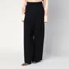 Jil Sander Wide Black Pants In Silk Blend In Black