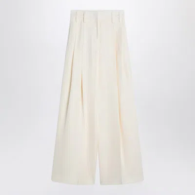 Jil Sander Wide Cream Trousers In Blend In Neutral