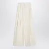 Jil Sander Wide Cream Trousers In Silk Blend In Neutral