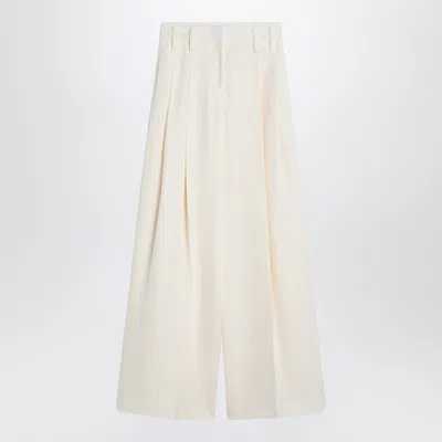 JIL SANDER JIL SANDER WIDE CREAM TROUSERS IN SILK BLEND