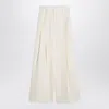 Jil Sander Wide Cream Trousers In Silk Blend In Neutral
