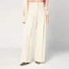 Jil Sander Wide Cream Trousers In Silk Blend In Neutral