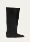 JIL SANDER WIDE LEATHER FLAT KNEE BOOTS