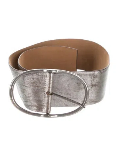Pre-owned Jil Sander Wide Leather Waist Belt In Grey