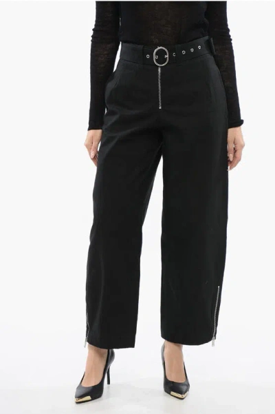 Jil Sander Wide-leg Belted Pants In Black