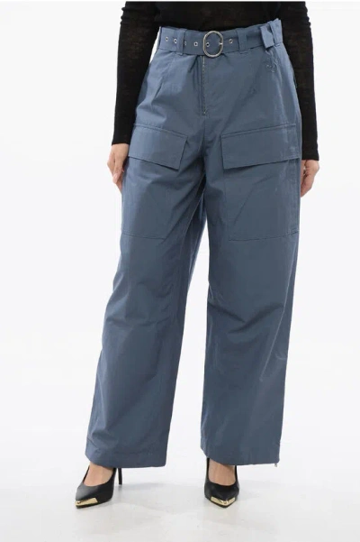 Jil Sander Wide-leg Belted Pants In Blue