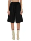 Jil Sander Wide Leg Bermuda Shorts In Black