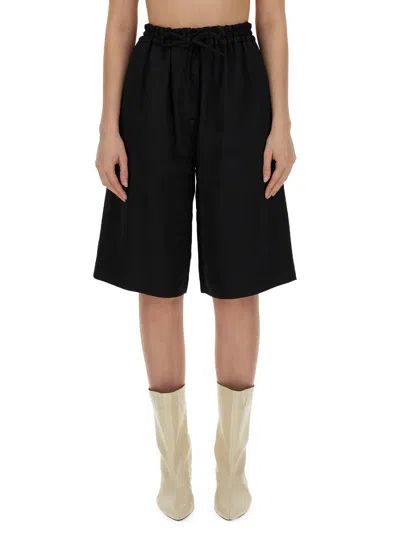 Jil Sander High-rise Knit Bermuda Shorts In Black
