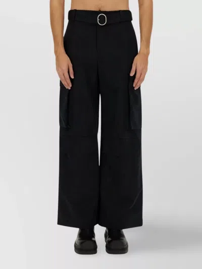 JIL SANDER WIDE LEG CARGO TROUSERS WITH ADJUSTABLE HEM