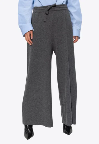 Jil Sander Wide-leg Cashmere Drawstring Pants In Gray