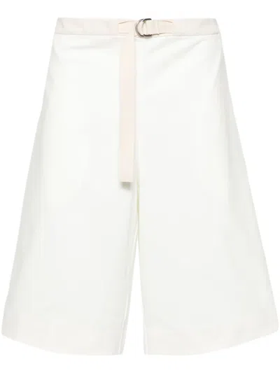 Jil Sander + Wide-leg Cotton Track Shorts In Weiss