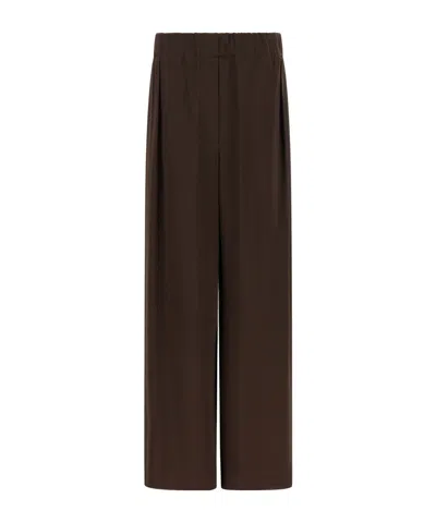 Jil Sander Wide-leg Elastic Waist Pants In Brown