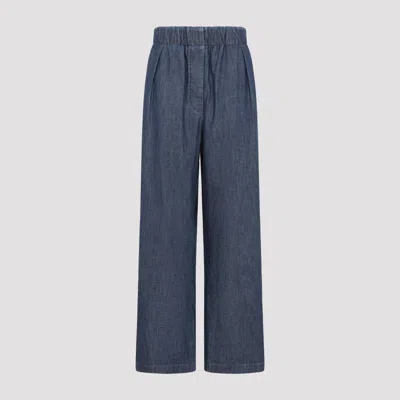Jil Sander Wide Leg Elasticated Pant In Blue