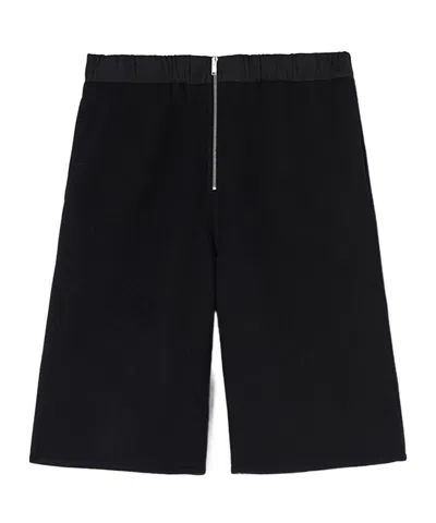 Jil Sander Wide-leg Felted Shorts In Black