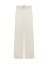 Jil Sander Belted-waist Wide-leg Pants In White