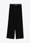 Jil Sander Black Wide Trousers With Belt Women In Black
