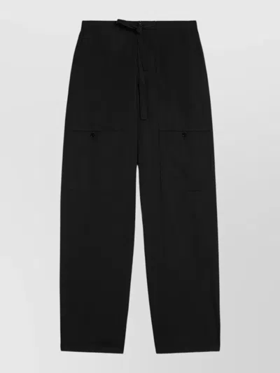 Jil Sander Wide Leg Trousers Full Length Buttoned Pockets In Black