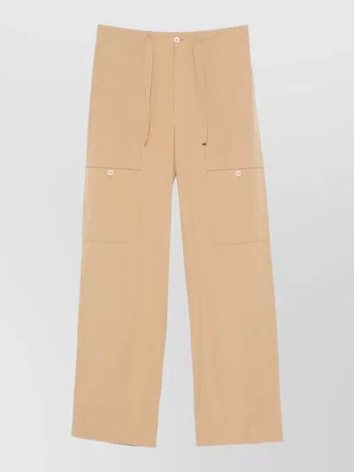 Jil Sander Wide Leg Trousers Buttons Large Patch Pockets In Neutral