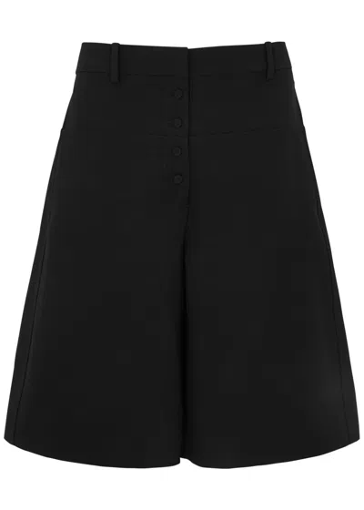 Jil Sander Wide-leg Wool Shorts In Black
