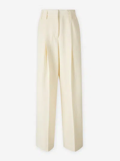 Jil Sander Wide Pleated Trousers In White