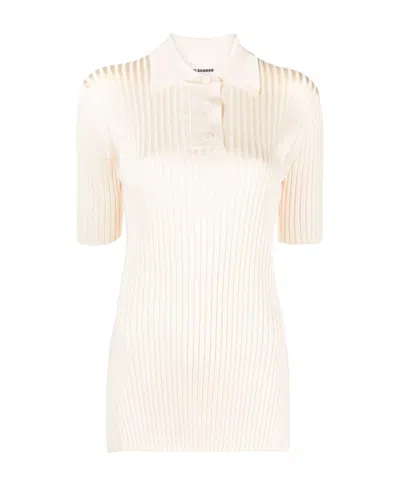 Jil Sander Wide-ribbed Polo Shirt In Corn Silk