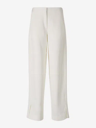 Jil Sander Wide Viscose Trousers In White