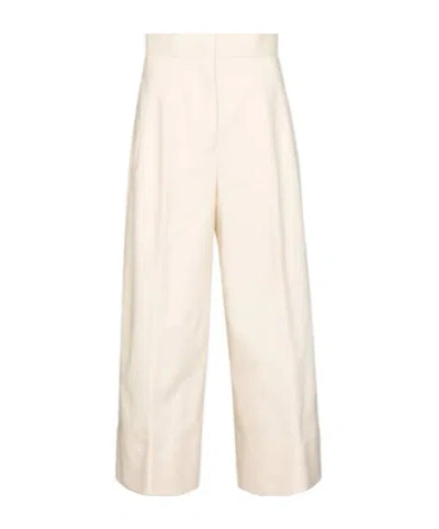 Jil Sander Wide-leg Cotton Gabardine Pants In White