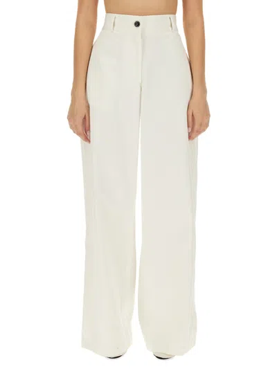 Jil Sander Wide-leg Cotton Trousers In White