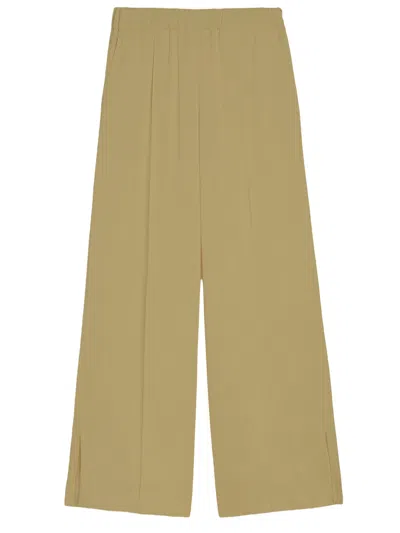 Jil Sander Wide-leg Cotton Trousers With Elasticated Waistband In Green